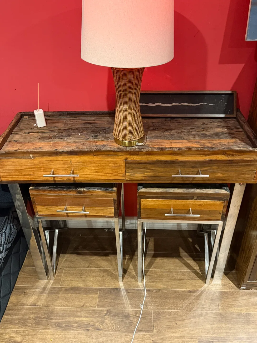 Wooden Desk with Metal Legs