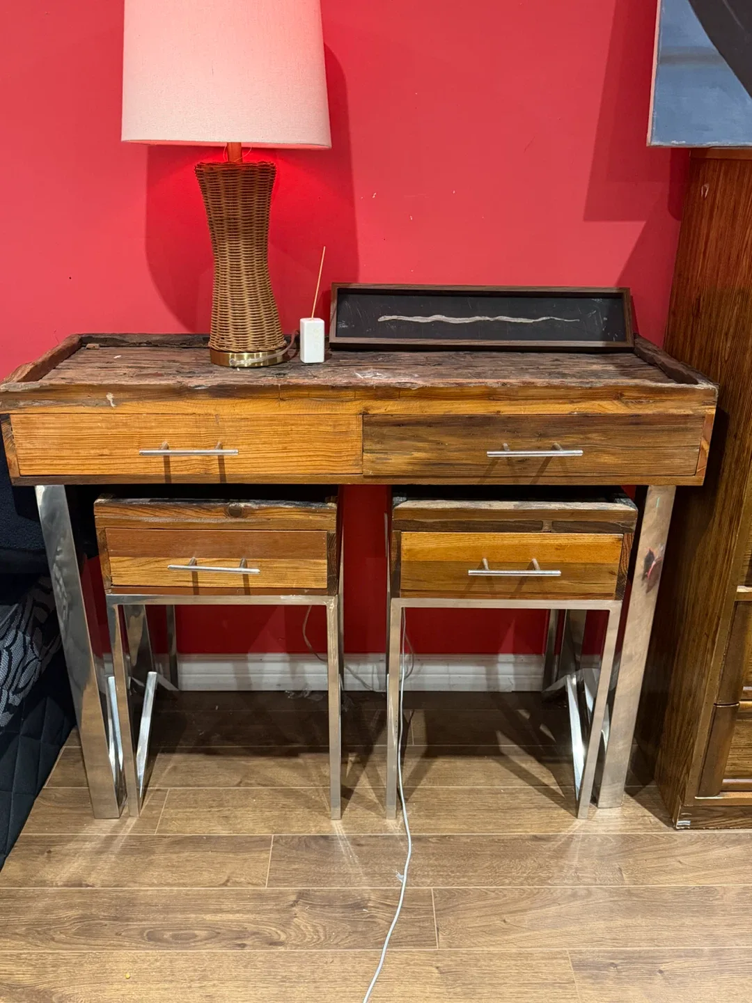 Wooden Desk with Metal Legs - photo 2
