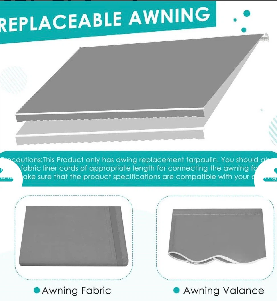 Replaceable Awning Fabric 10FT x 8FT Grey - photo 3