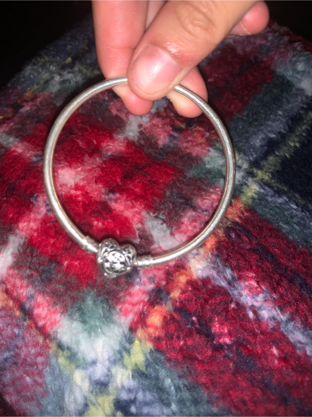 Pandora Sterling Silver Bangle Bracelet with Heart Charm