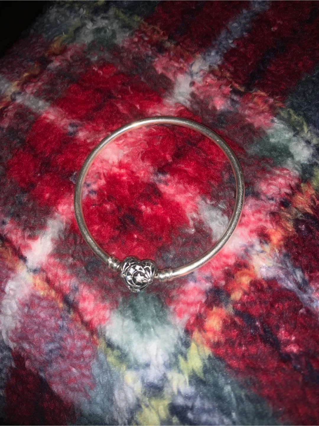 Pandora Sterling Silver Bangle Bracelet with Heart Charm - photo 2