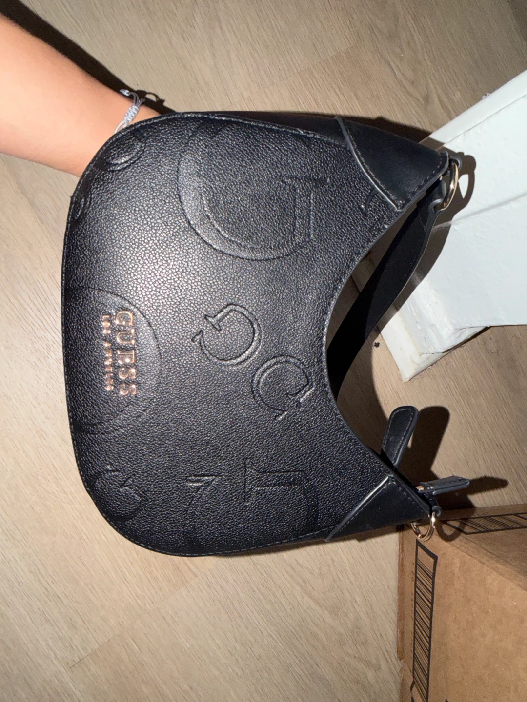 Guess Black Embossed Logo Shoulder Bag - photo 2