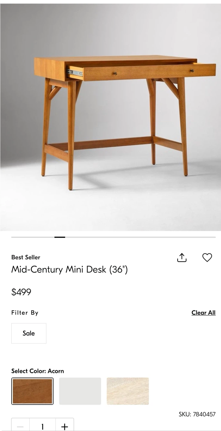 West Elm Mid-Century Mini Desk - photo 2