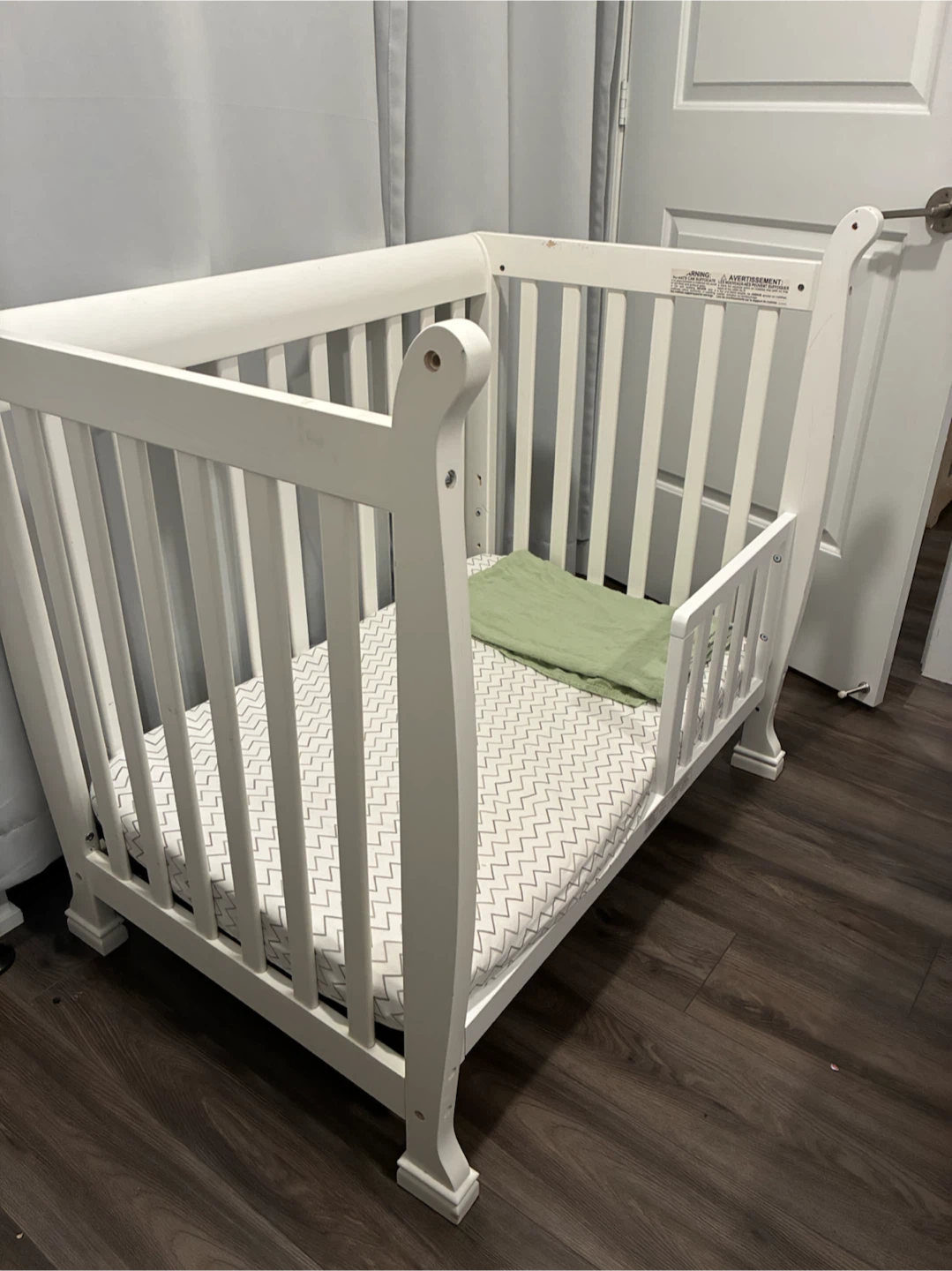 White Convertible Crib with Mattress