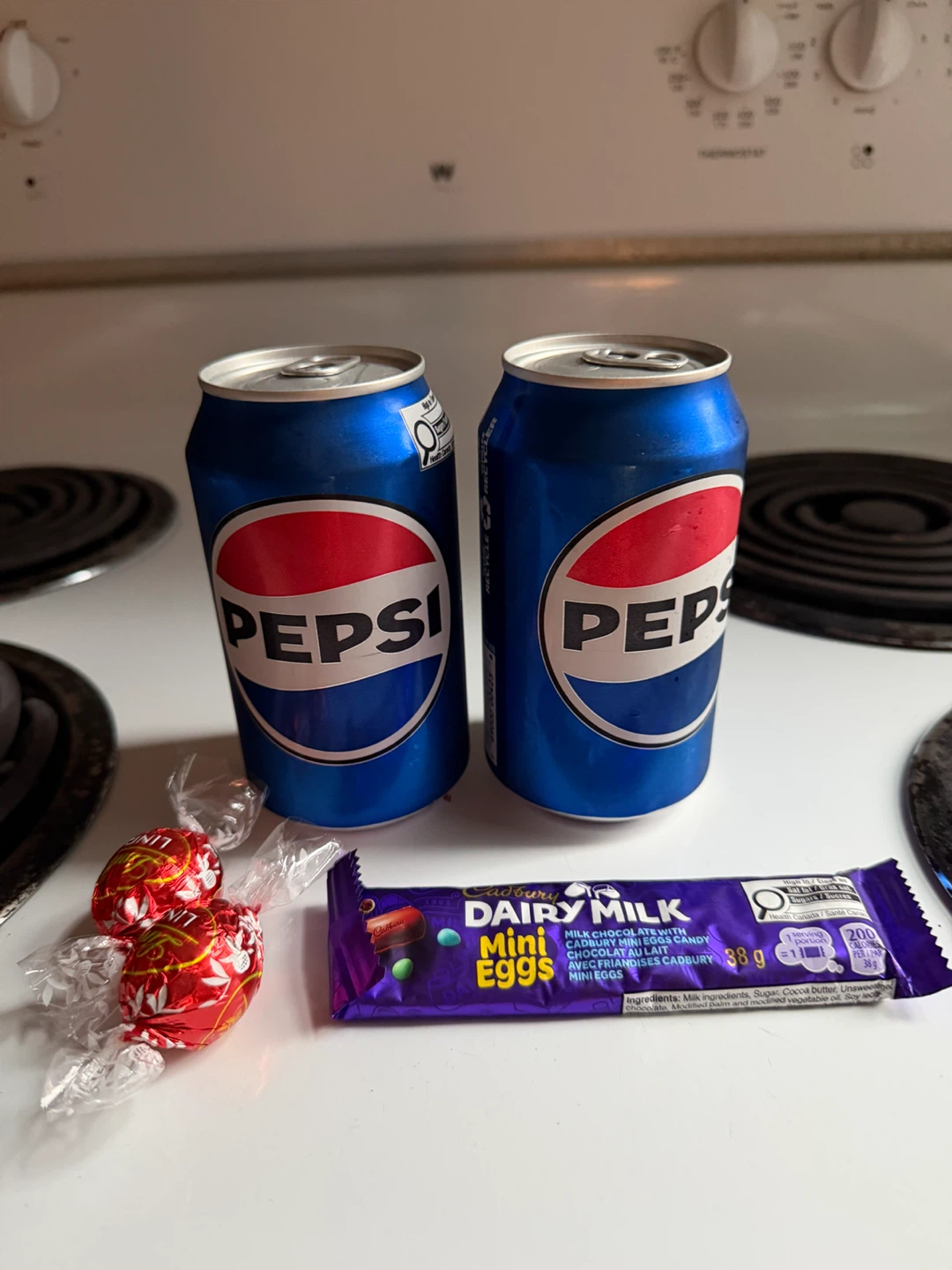 Pepsi with Cadbury Milk Mini Eggs and Lindt Chocolates