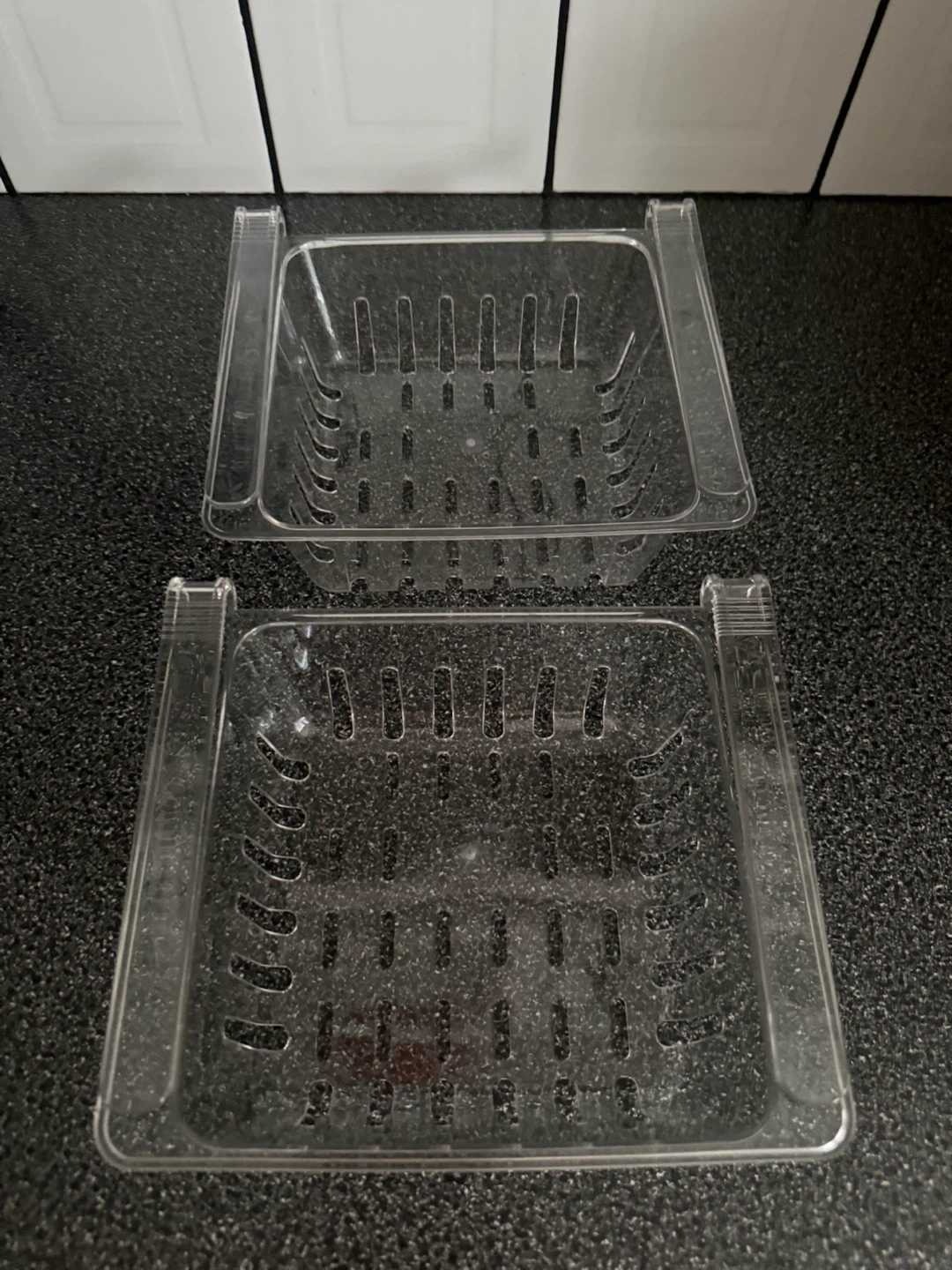 Clear Plastic Fridge Organizer Bins (Set of 2)