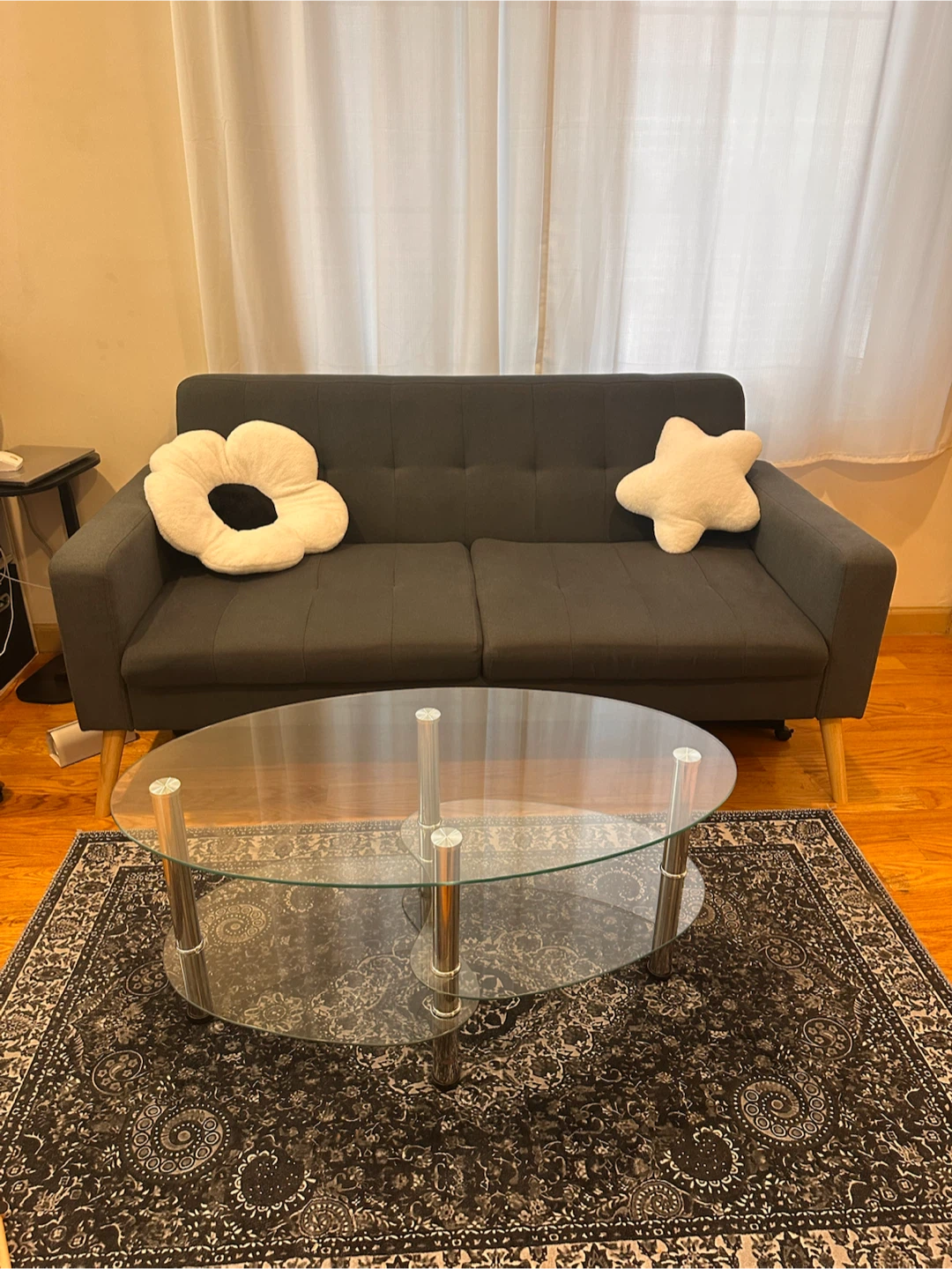 Grey Sofa Bed with Tufted Back - photo 2