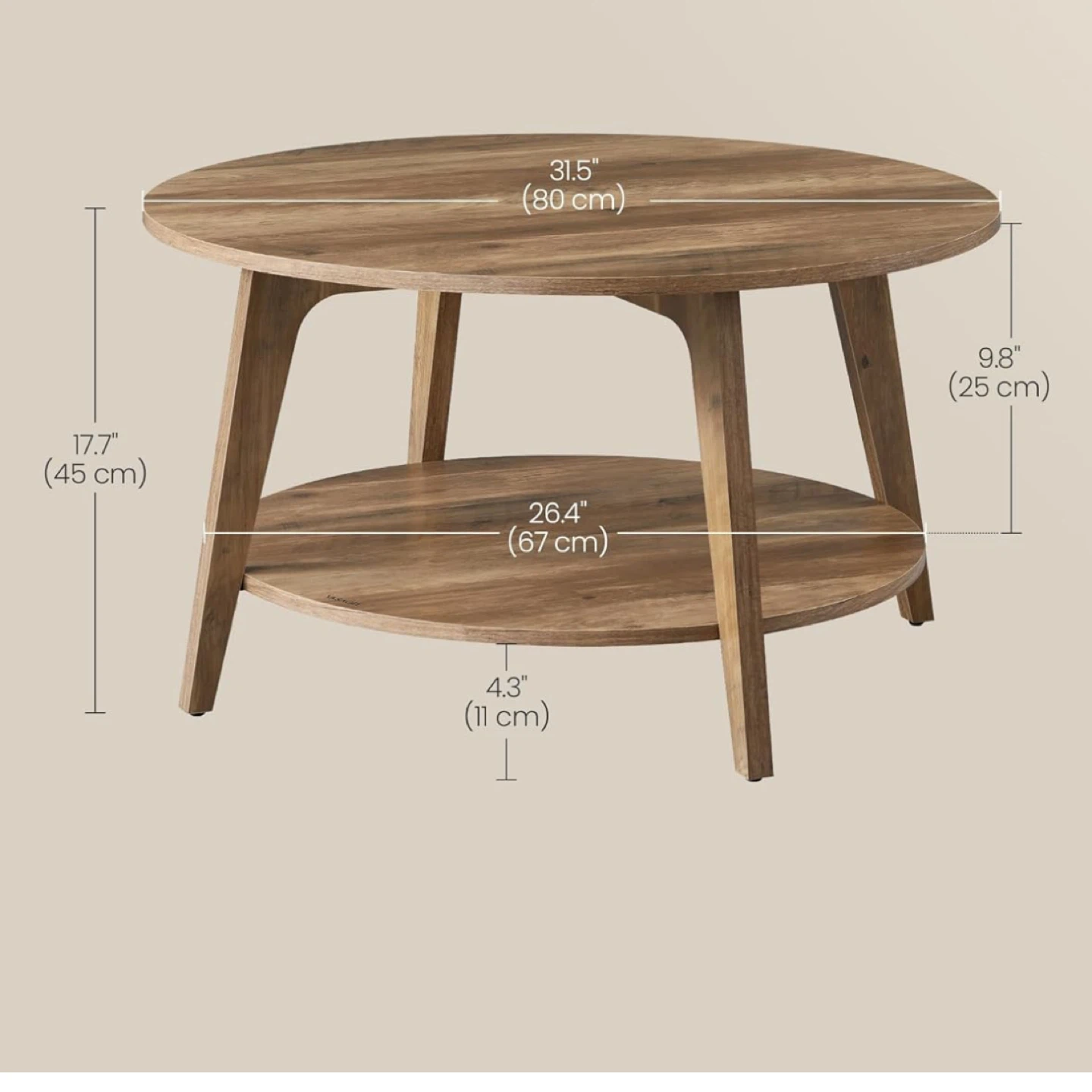 VASAGLE Round Coffee Table - Honey Brown - photo 4