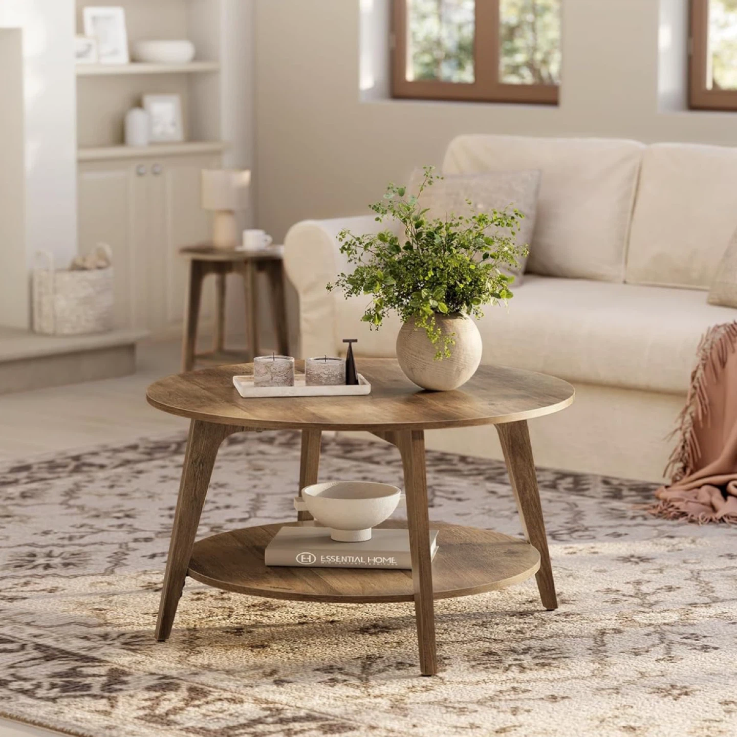 VASAGLE Round Coffee Table - Honey Brown - photo 5