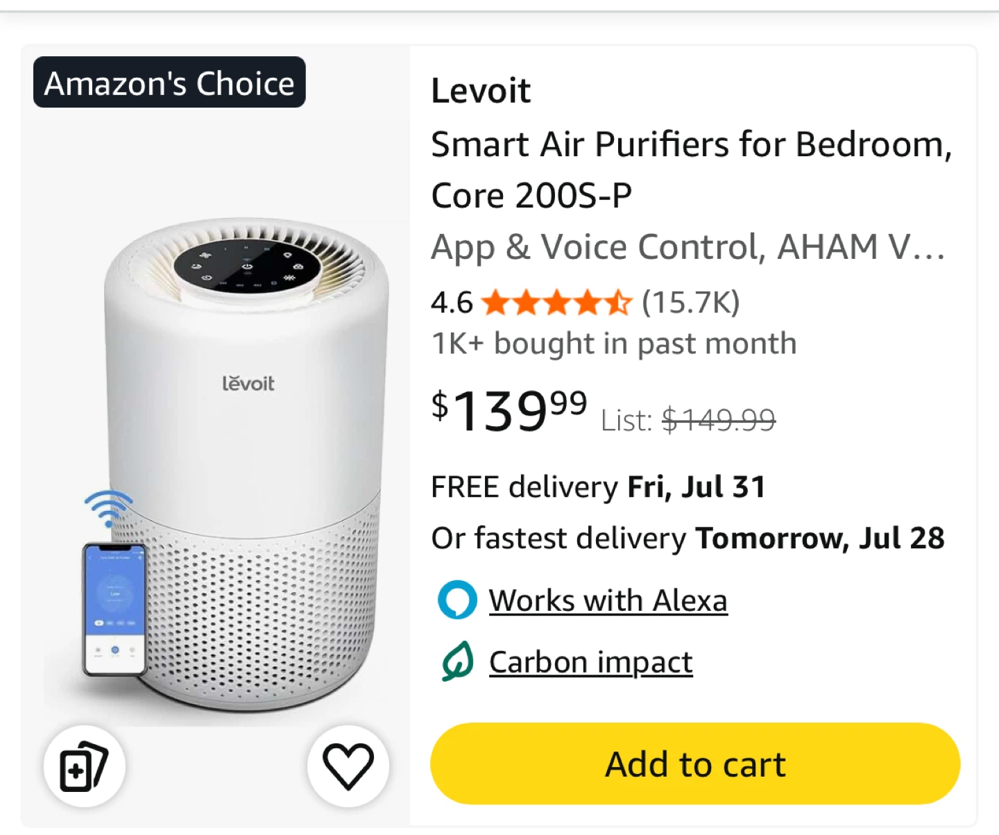 Levoit Core 200S-P Smart Air Purifier - photo 2