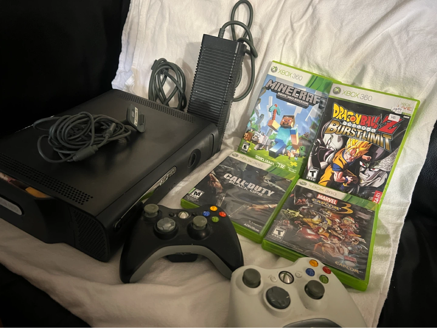 Xbox 360 Console Bundle with 4 Games and Controllers