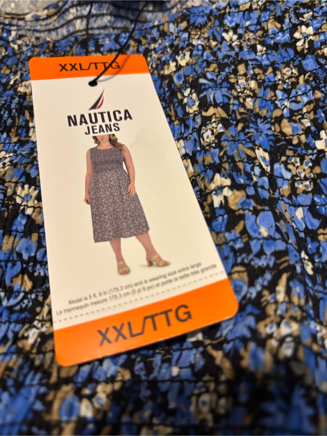 Nautica Jeans Blue Floral Smocked Dress XXL/TTG - photo 2