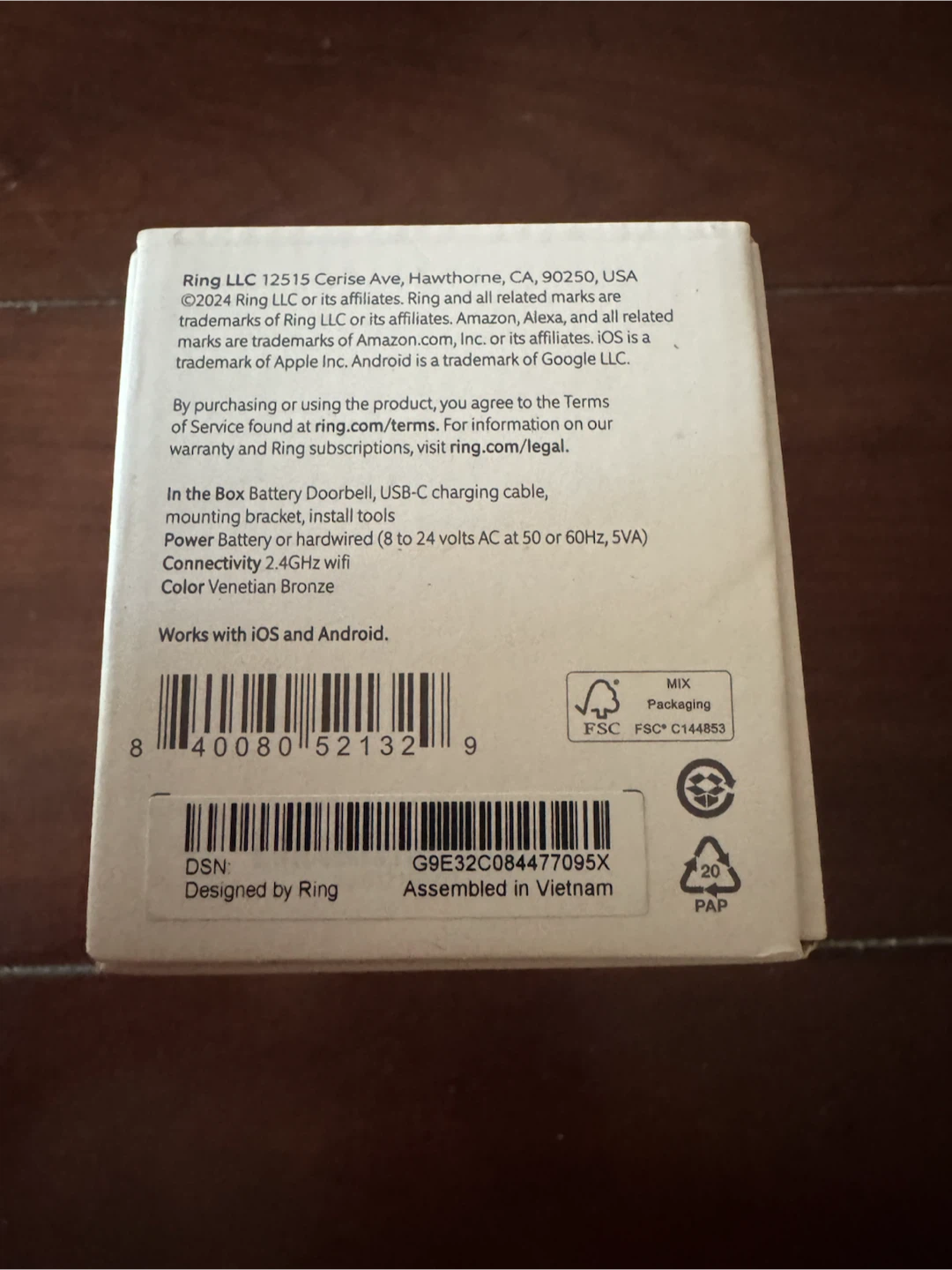 Ring Battery Doorbell HD Video - Venetian Bronze - photo 3