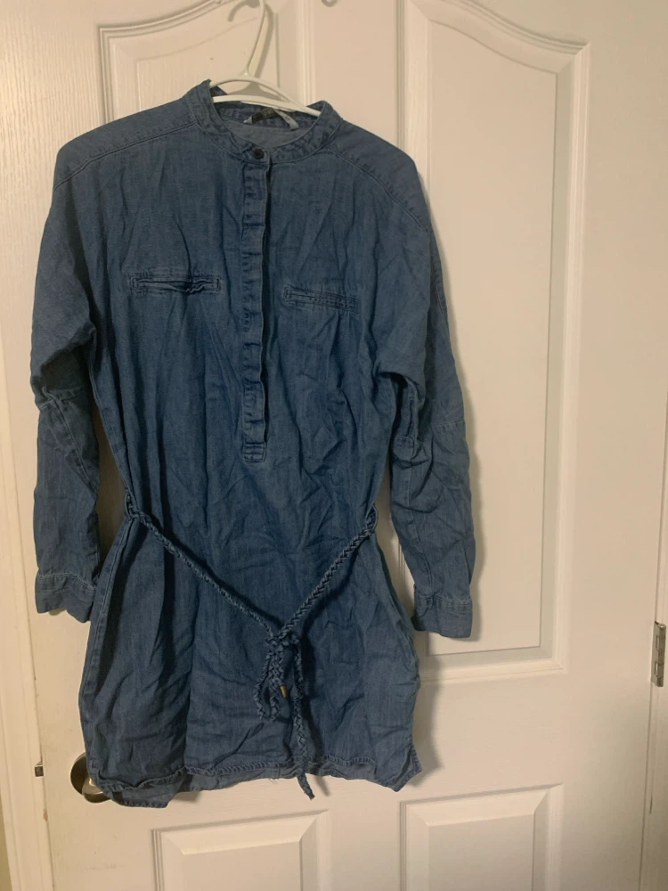 Denim Tunic Dress with braided waist tie - photo 2