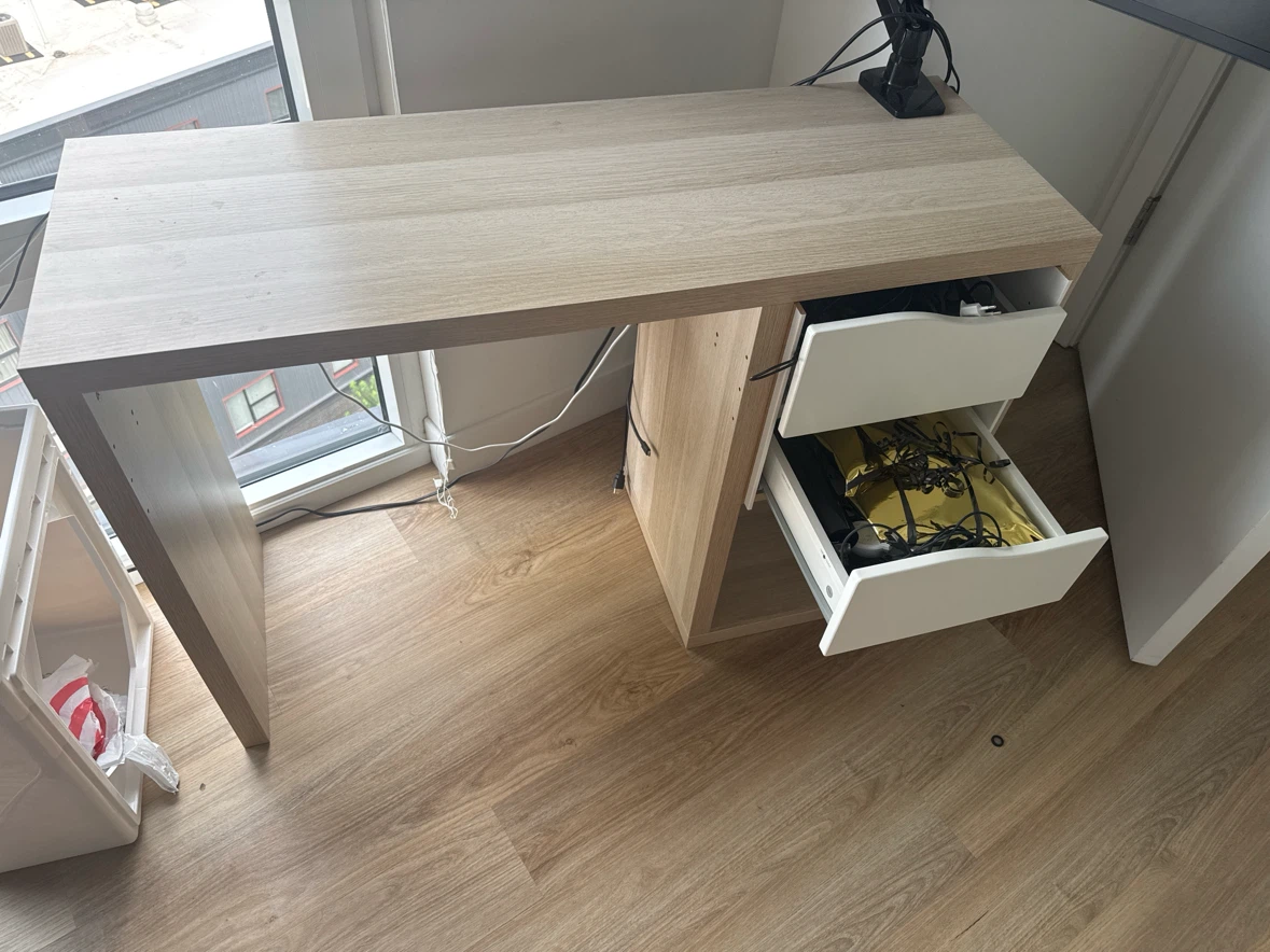 Wood and White Desk with Drawers - photo 2