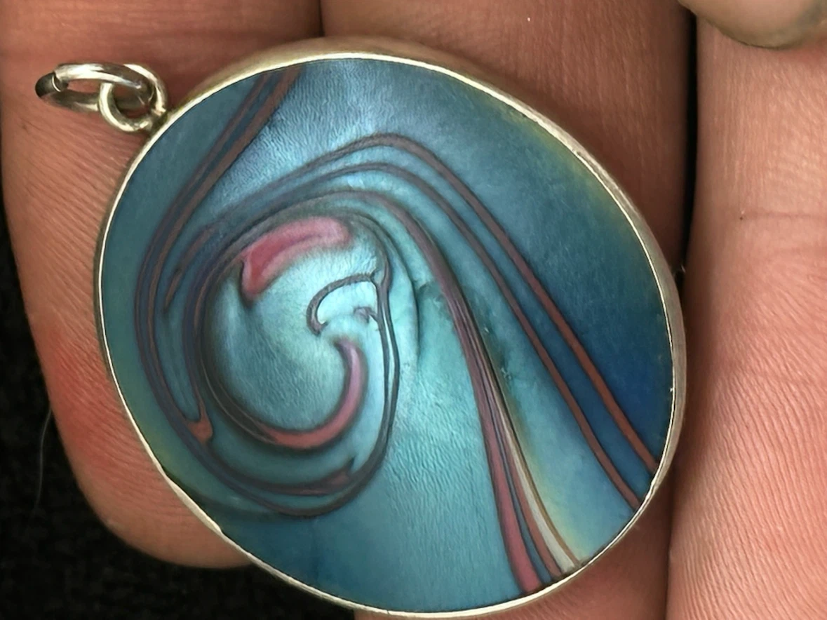 lundberg studios sterling art glass pendant - photo 3