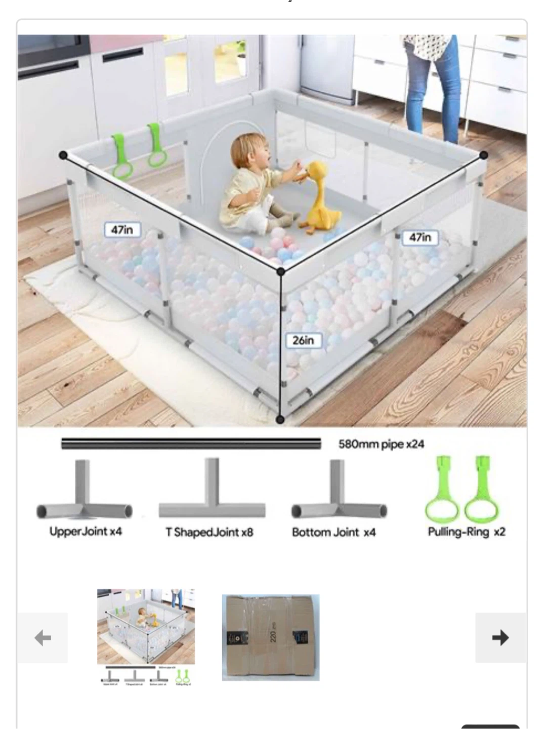 Flying Fish 47" x 47" Baby Playpen Light Gray