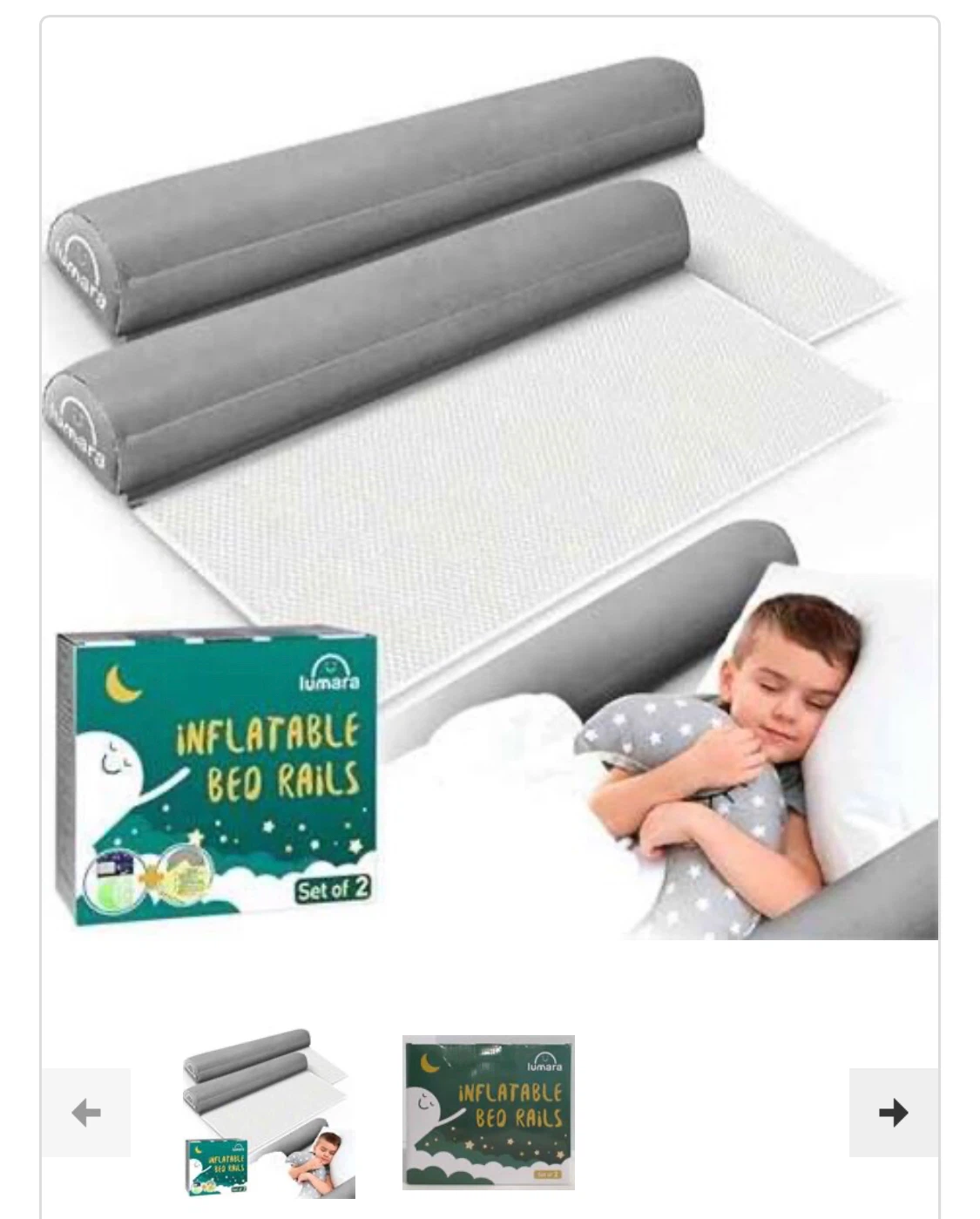 NEW Pack of 2 Lumara Inflatable Non-Slip Safety Guard Bed Rails