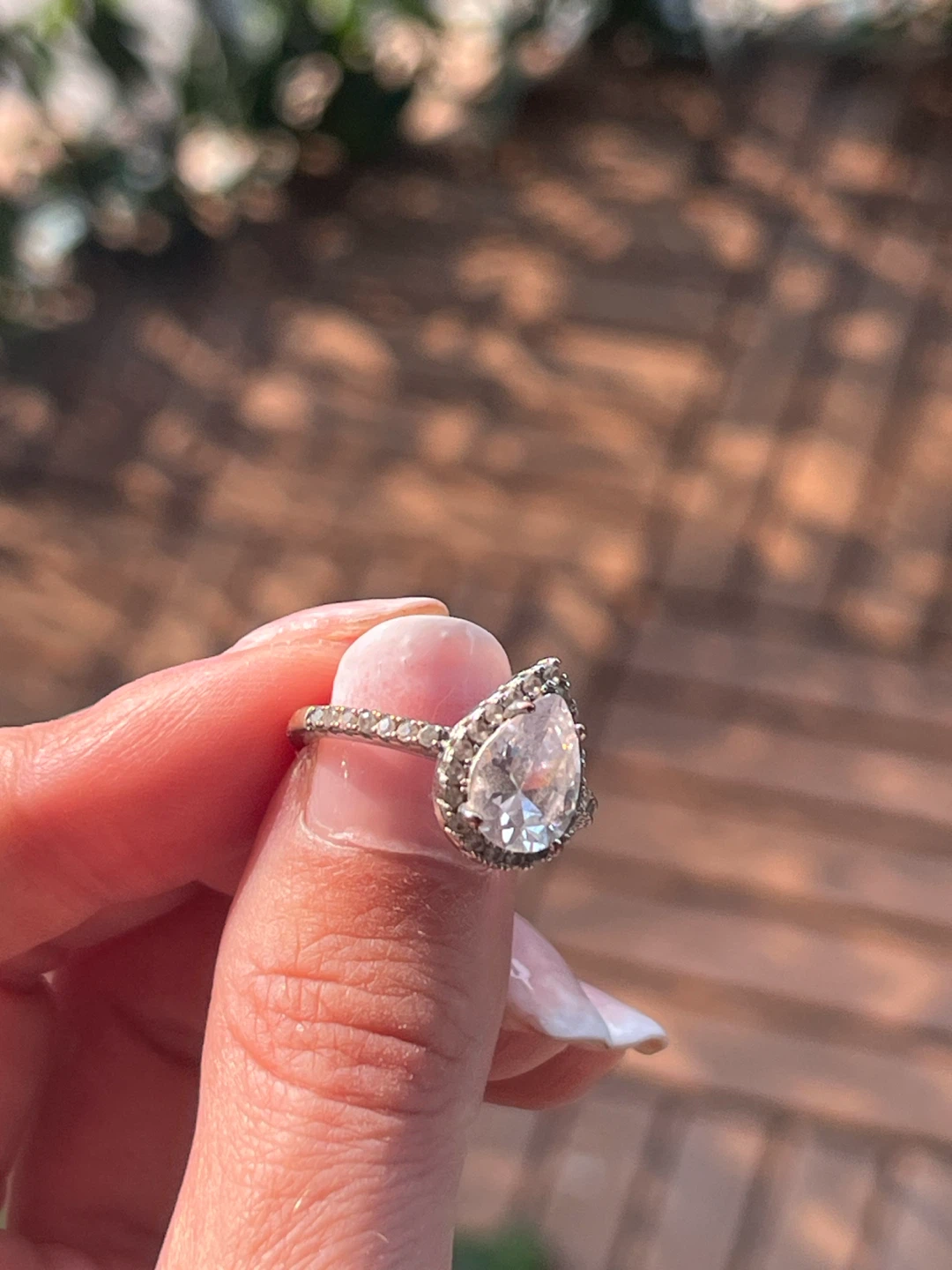 Pear Shape Diamond Halo Ring - photo 2