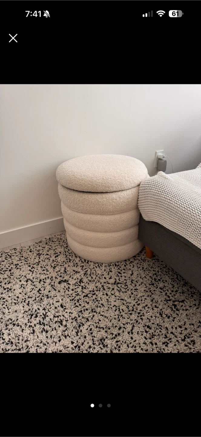 Cream Bouclé Ottoman