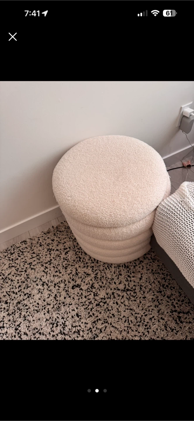 Cream Bouclé Ottoman - photo 2
