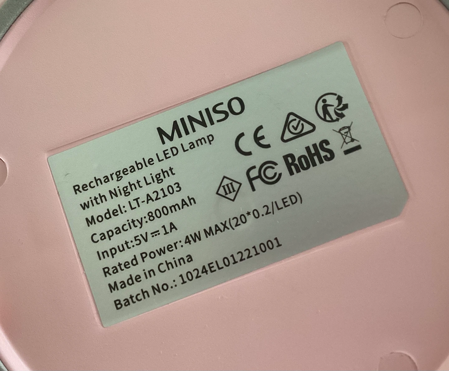 Miniso rechargeable lamp - photo 4