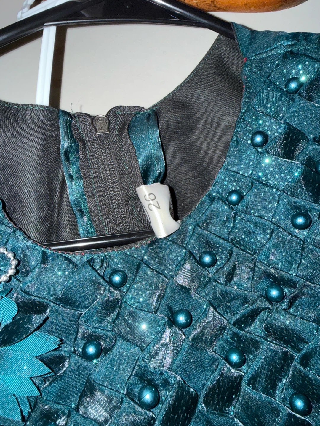 Girls' Teal Sequin & Beaded Dress - Size 26 - photo 3