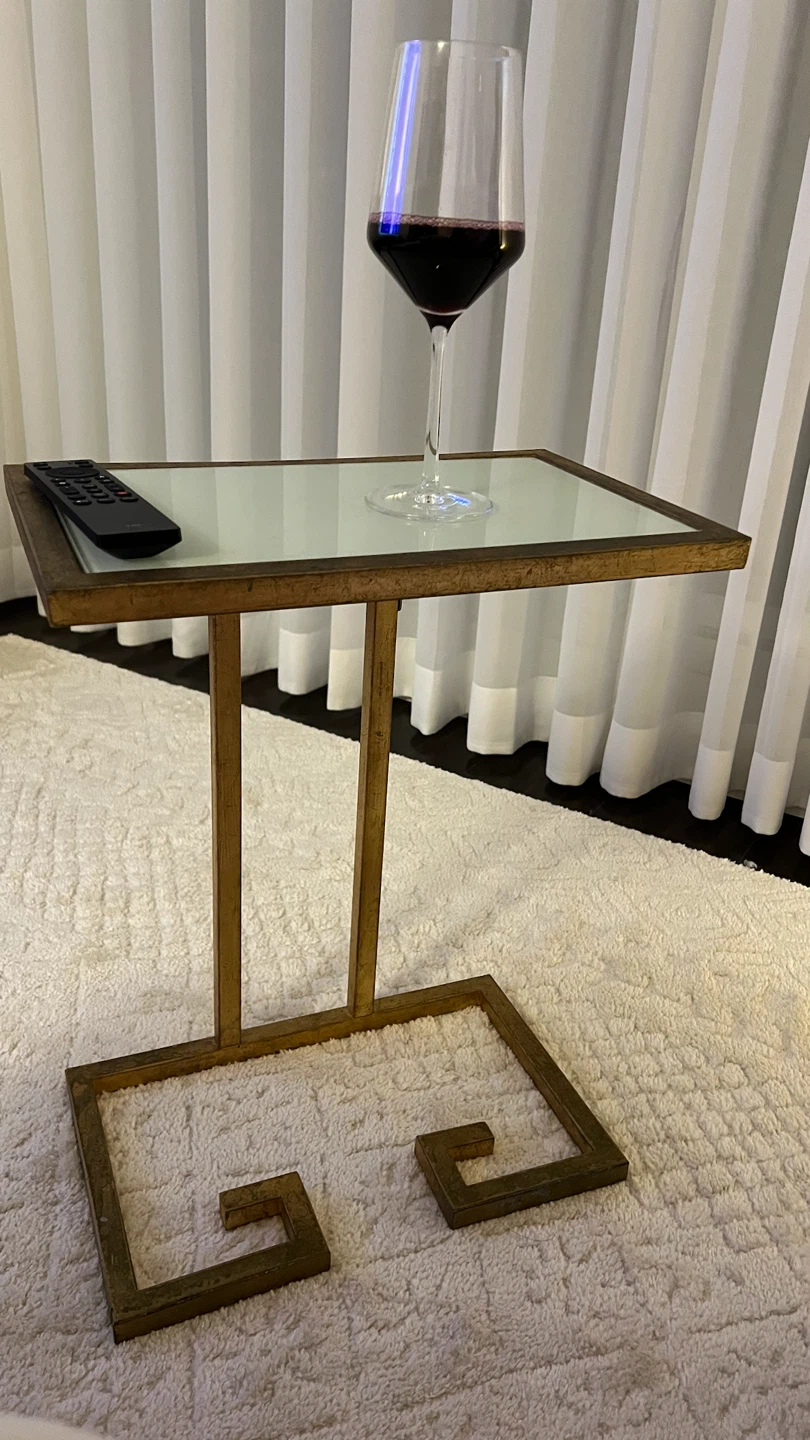 Gold Metal Accent Table with Glass Top