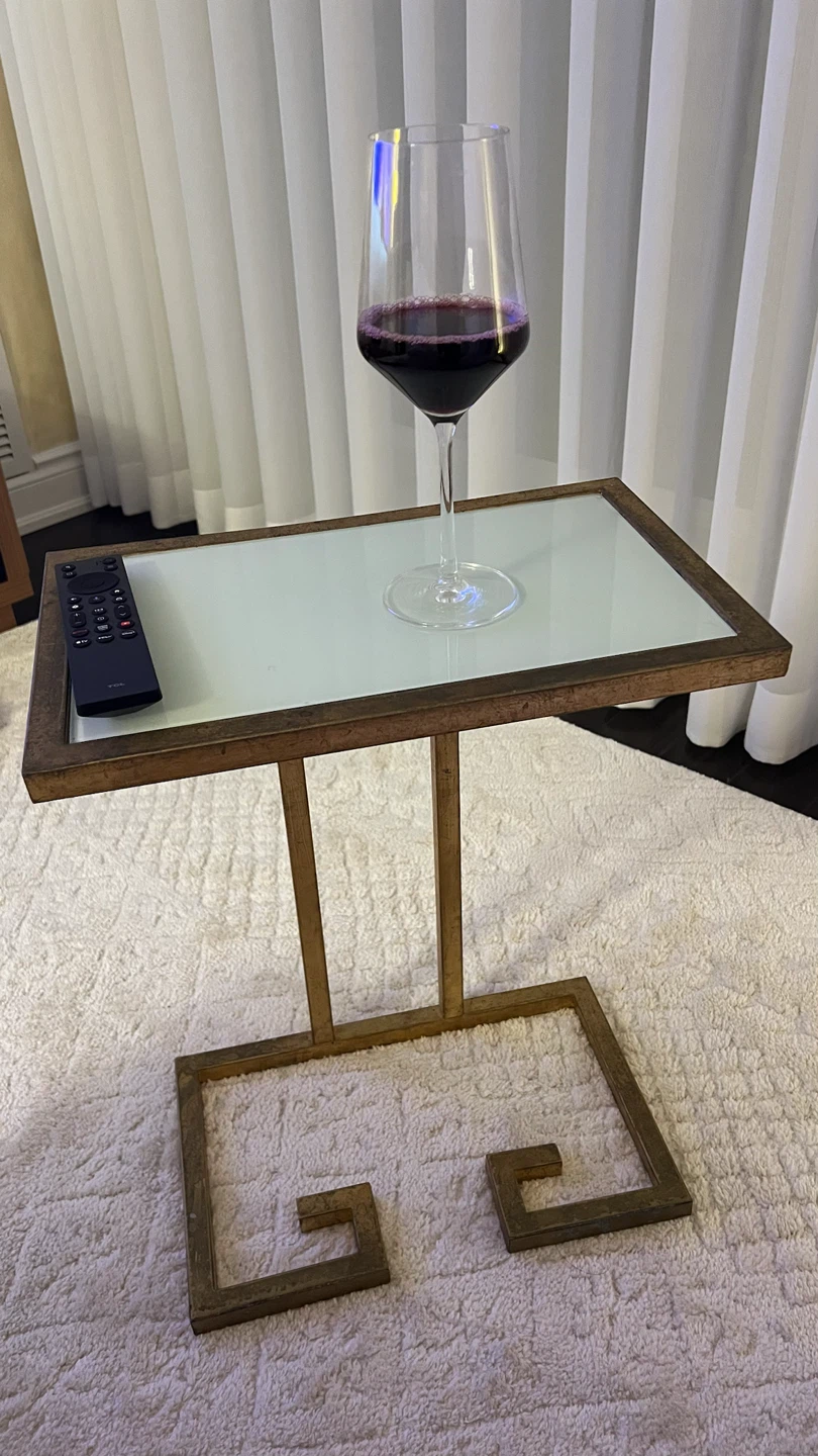Gold Metal Accent Table with Glass Top - photo 2