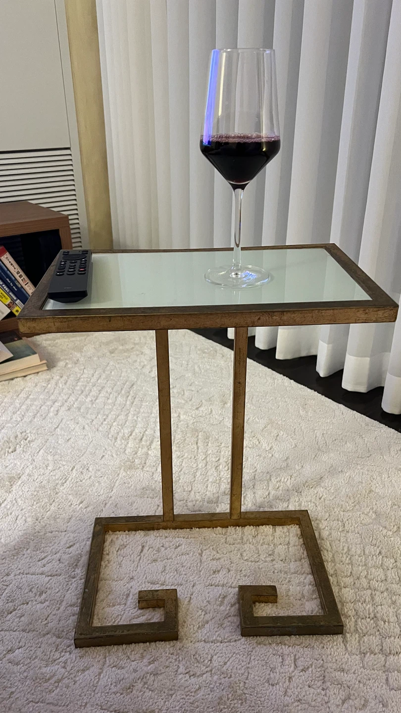 Gold Metal Accent Table with Glass Top - photo 3