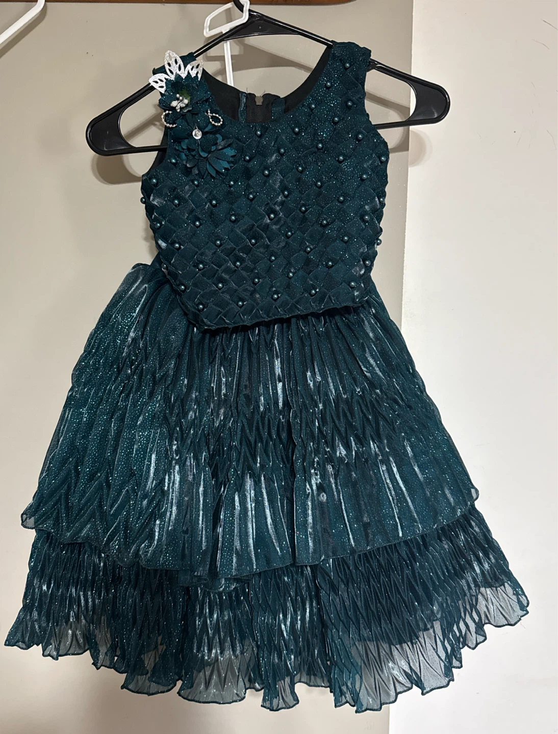 Girls' Teal Sequin & Beaded Dress - Size 26