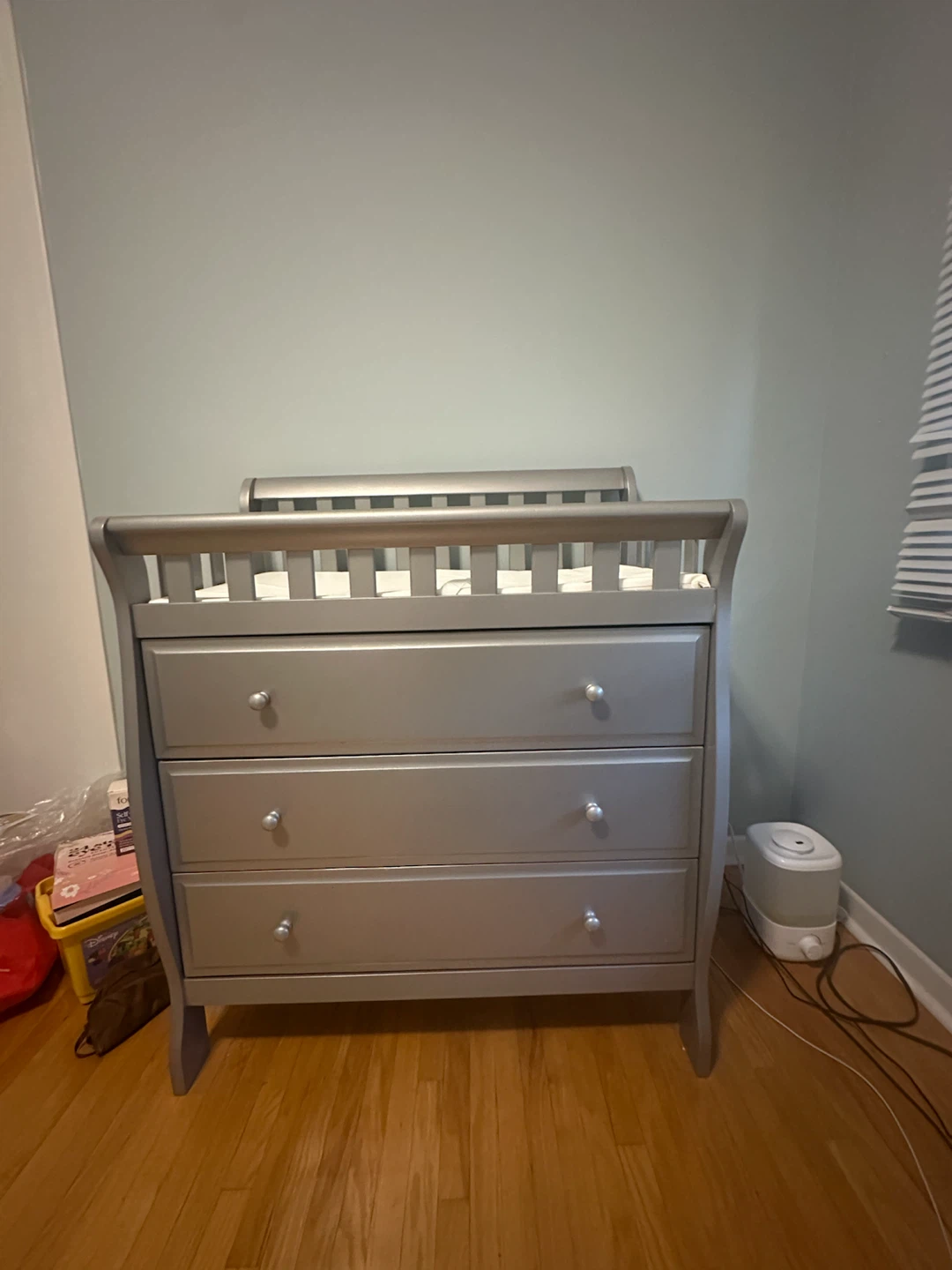 Silver 3-Drawer Dresser with Changing Station Top
