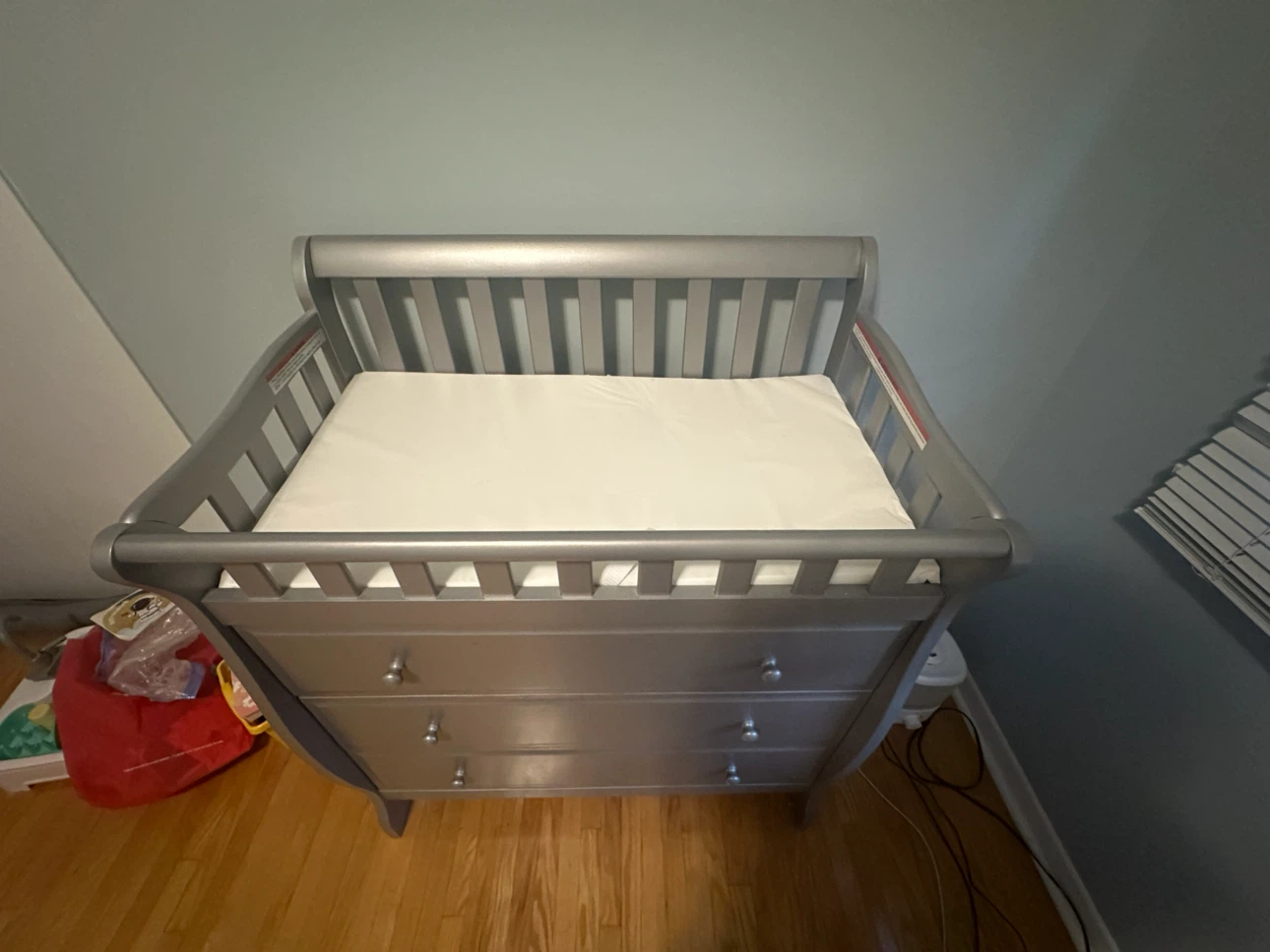 Silver 3-Drawer Dresser with Changing Station Top - photo 2