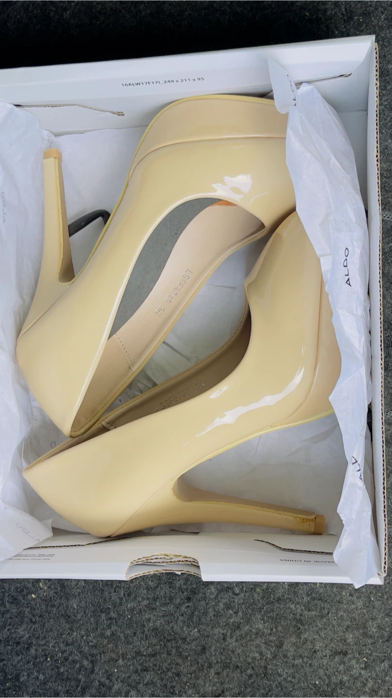 ALDO Beige Patent Platform High Heels