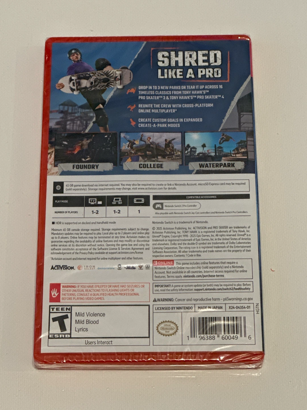 Tony Hawk's Pro Skater 3+4 Nintendo Switch Game - photo 2