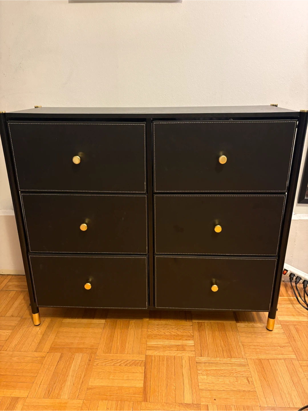 Black Dresser with Gold Knobs