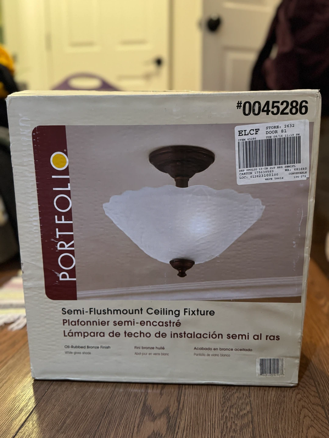 BNIB Portfolio Semi-Flushmount Ceiling Fixture, Bronze