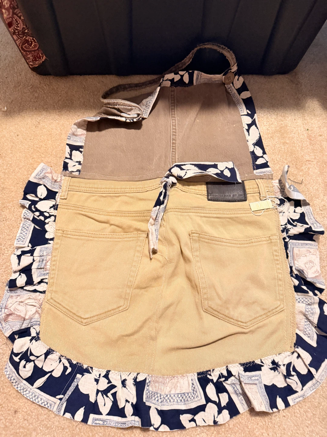 Upcycled Denim Aprons with Ruffled Trim