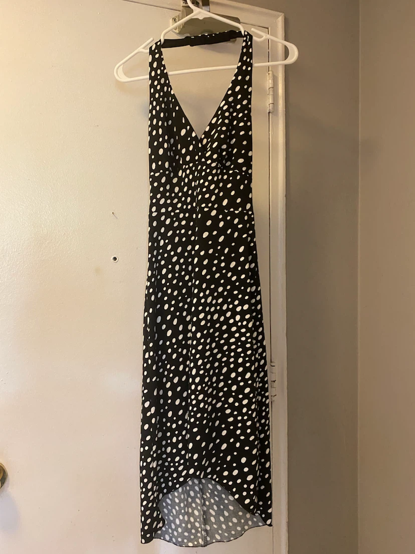 Dunnes Black White Polka Dot Halter Dress Size 10