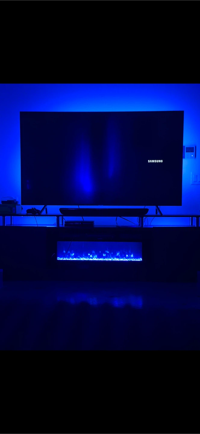 Samsung 65inch TV with Electric Fireplace Entertainment Stand
