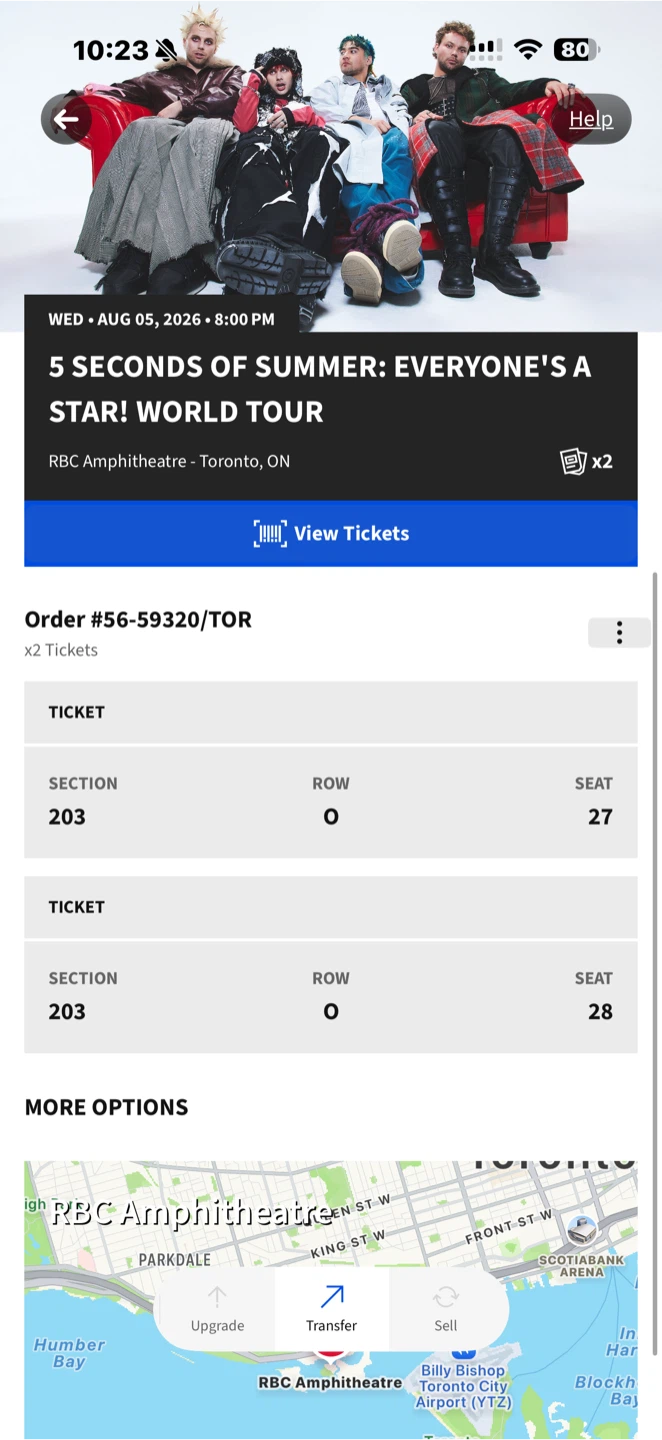 2x 5SOS RBC tickets