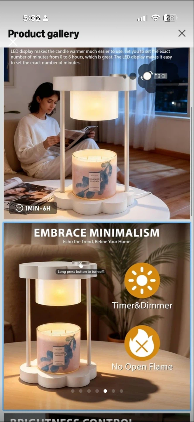 Candle Warmer Lamp with Timer & Dimmer and candle - photo 4