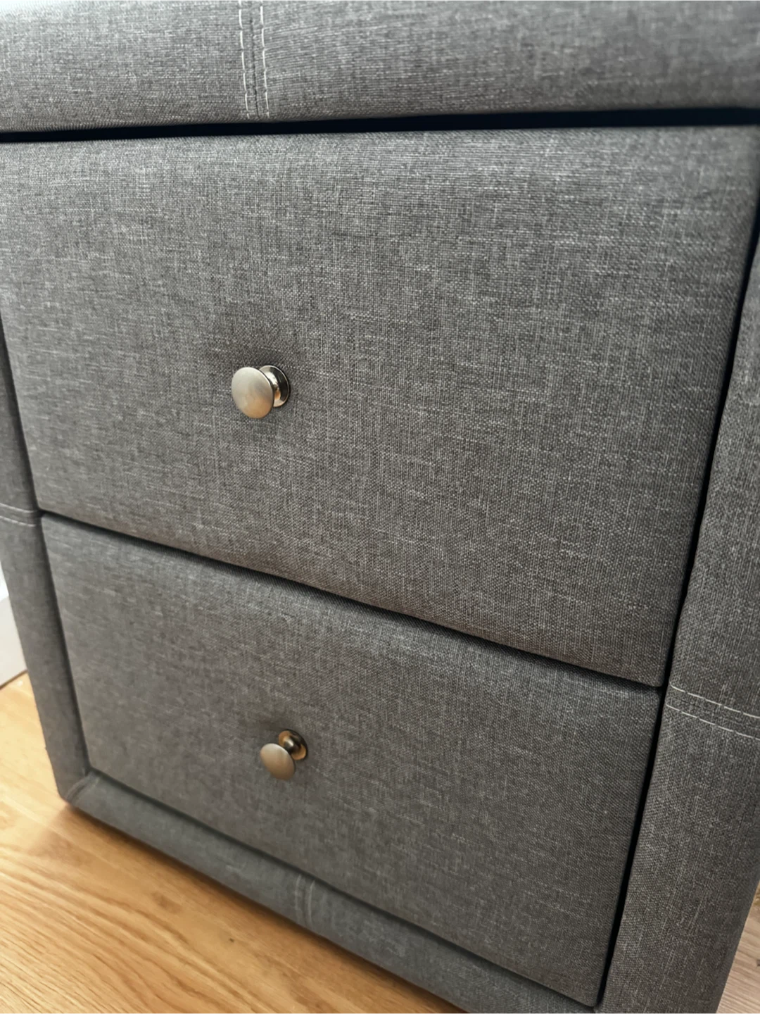 Grey Fabric Bed frame with 2 Drawer Nightstand - photo 2
