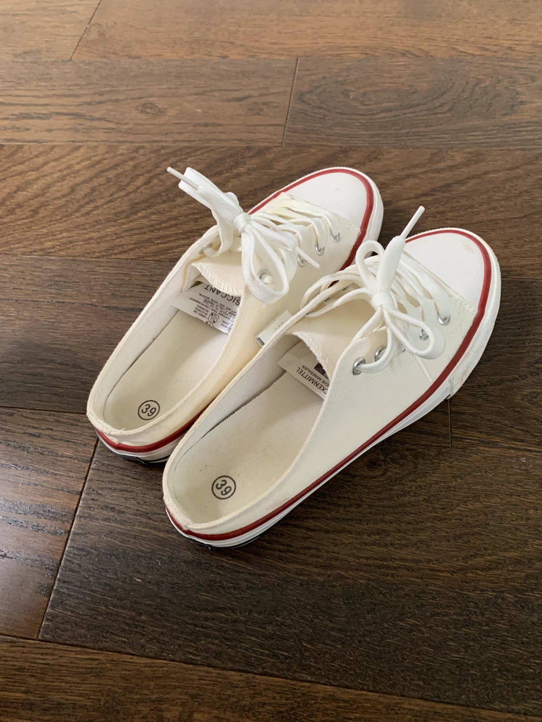 White Canvas Mule Sneakers Size 39 - photo 2