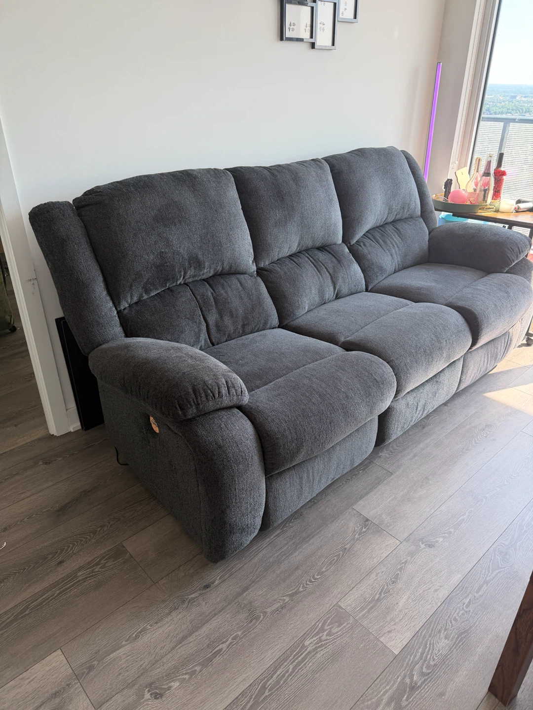Grey 3-Seater Reclining Sofa