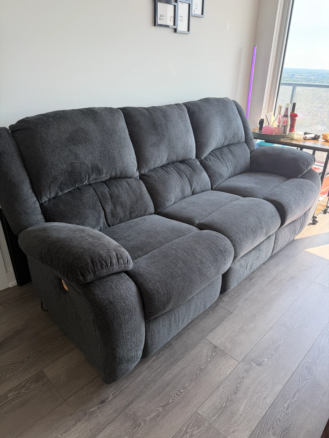 Grey 3-Seater Reclining Sofa - photo 2