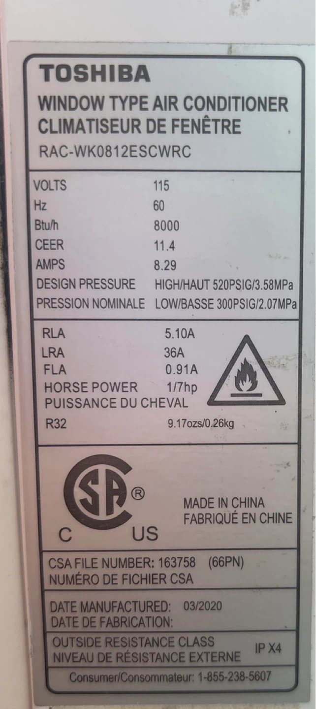 Toshiba Window Air Conditioner - photo 2