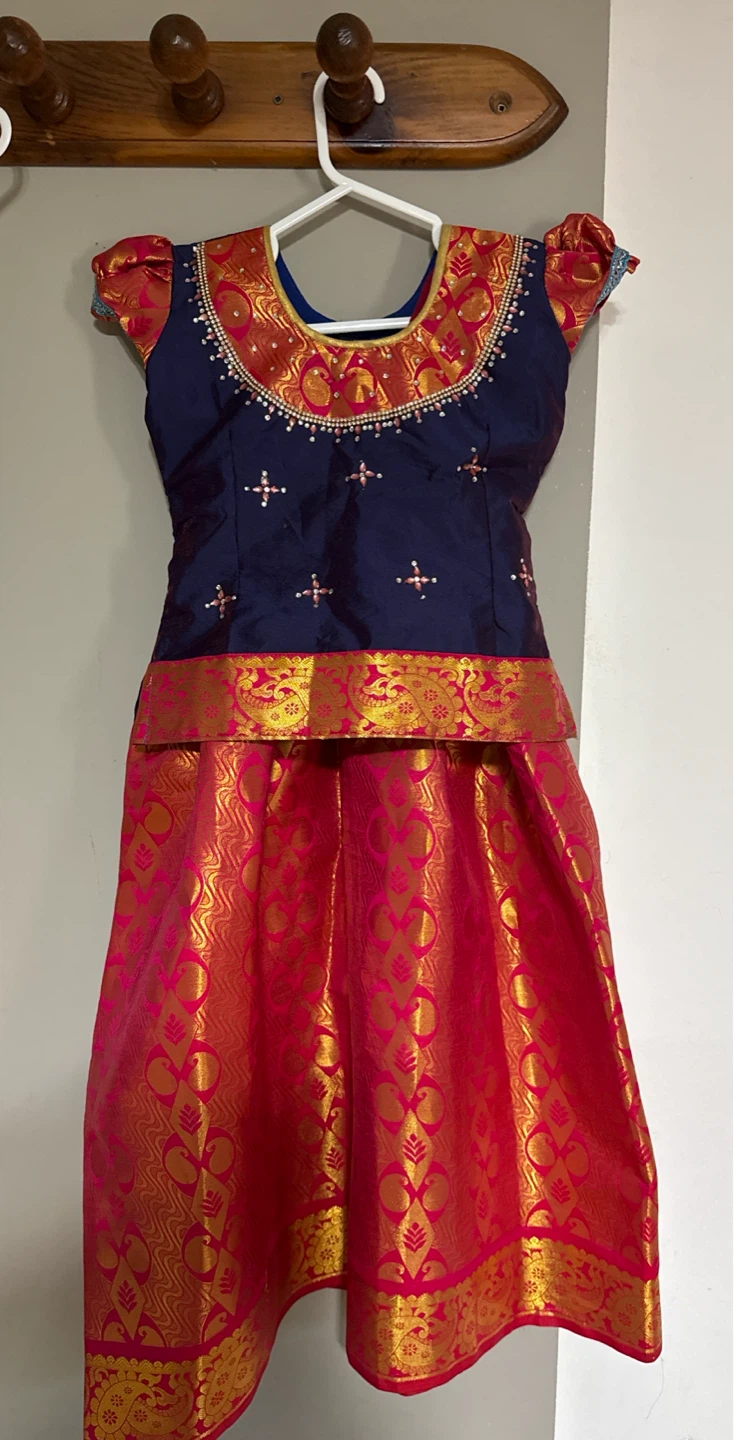 Kids Lehenga Choli Set Navy Blue & Pink