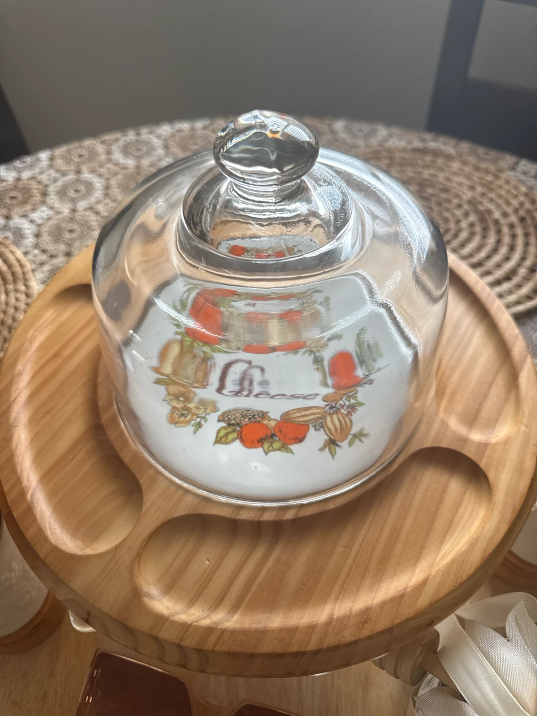 Vintage Cheese Board with Glass Dome