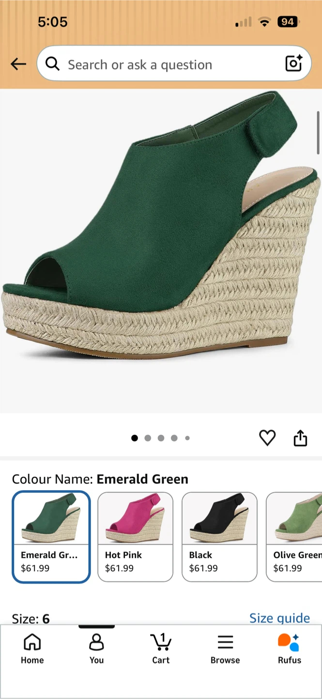 Emerald Green Wedge Sandals(Size6) - photo 2
